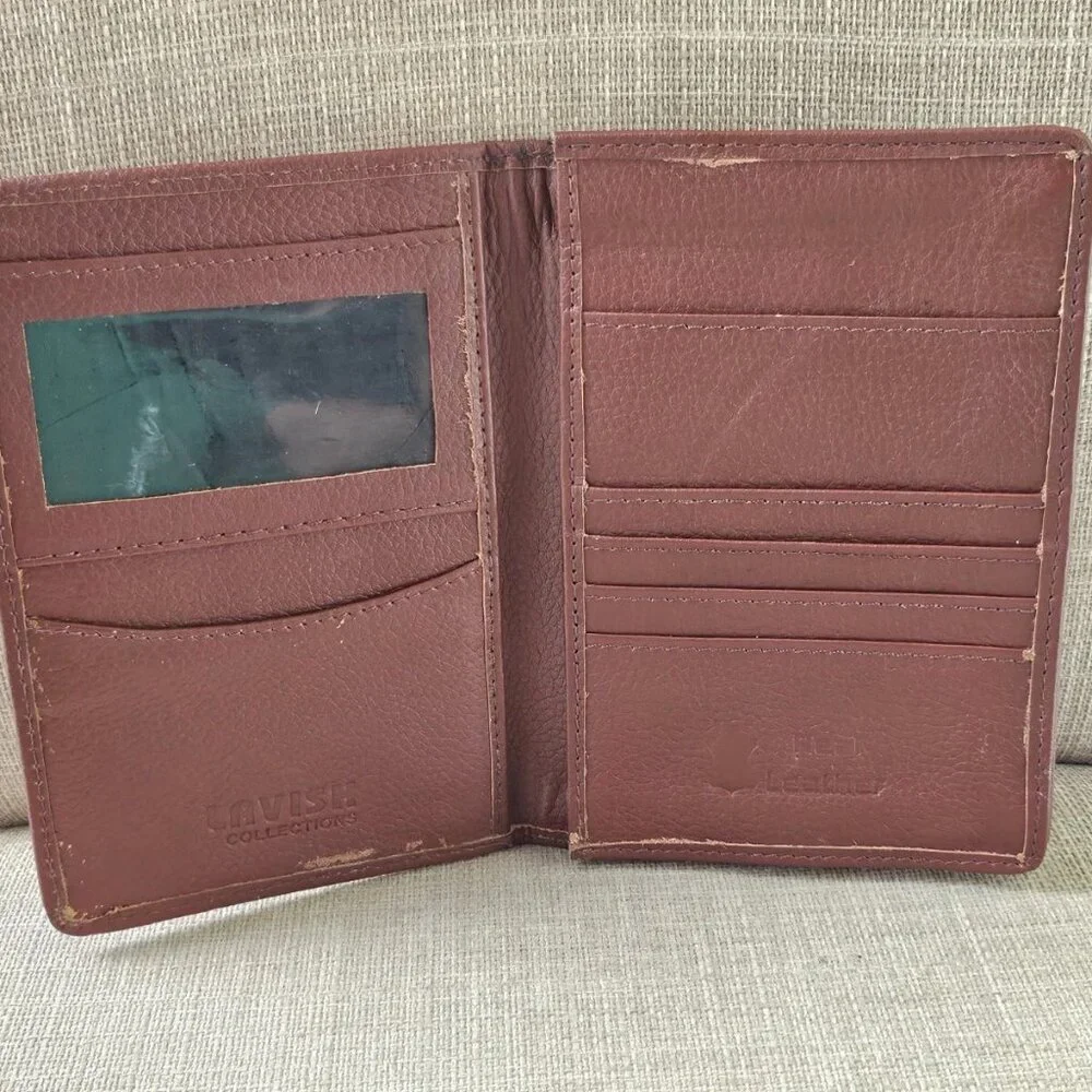 Travel Wallet Passport Holder Brown Genuine Leather Card Holder Purse Handmade